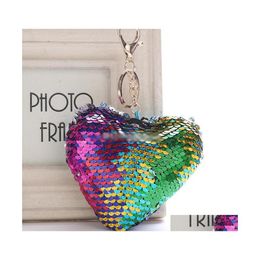 Key Rings Mermaid Sequin Heart Keychain Carabiner Key Ring Holders Bag hangt modeontwerper sieraden voor ADT Kids Gift Drop Shi Deli DHA7P