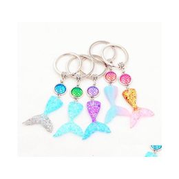 Key Rings Mermaid Tail Keychain Girls pailletten decoratieve hangers voor dames tassen autosleutels telefoon accessoires bruiloft feest moeder cadeaus dhbmk