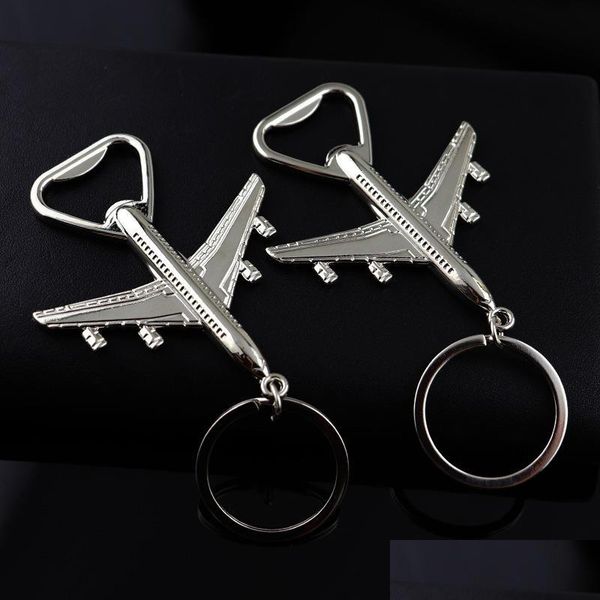 Porte-clés Ouvre-bouteille d'avion en métal Porte-clés Modèle d'avion Ouvre-bière d'été Porte-clés Porte-clés Cuisine Bar Outils à main Mode Drop Dh3Ps