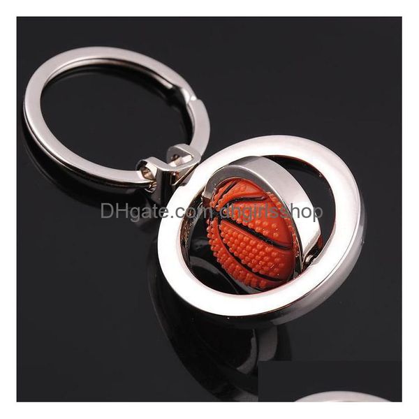 Porte-clés en métal rotatif basket-ball porte-clés Sport Football Golf porte-clés sac accroche bijoux de mode bijoux Dhovm