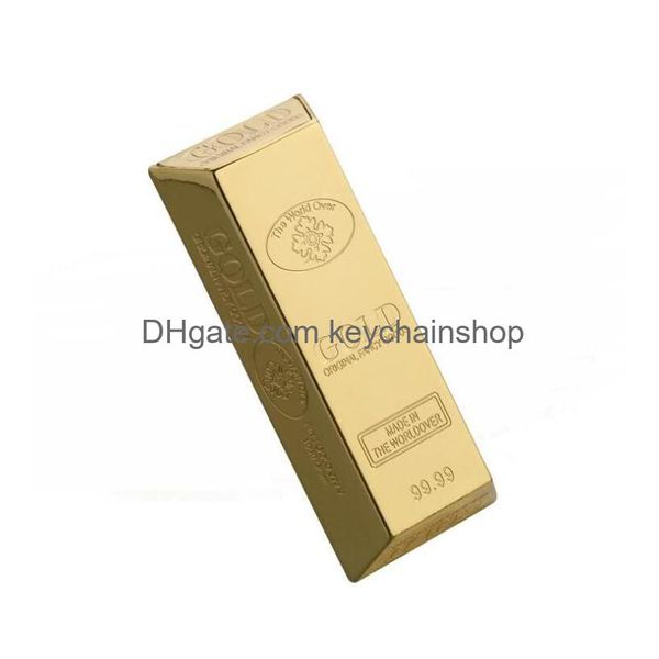 Llaveros Mini Cenicero en forma de barra de oro Ceniceros portátiles personalizados para exteriores Aleación de zinc Cenicero ambientalmente reutilizable con anillo Dhqlk