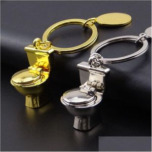 Porte-clés Mini toilette anneau en métal Closestool porte-clés de voiture sac suspendu bijoux de mode livraison directe Dheog