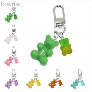 Anneaux clés Mschengdoris Couleur de bonbons tendance mignon Gift et petit ours pendentif porte-clés pour femmes hommes enfants sacs couple pendentif en gros 240412