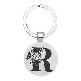 Porte-clés Nouveau Porte-clés Créatif Mâle Et Femelle Lettre Garçon Initiale A B C D Pendentif En Verre Bijoux Ami Cadeau Drop Delivery Smtqv