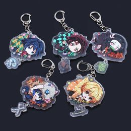 Key Rings Nieuwe schattige anime demon Slayer Kimetsu No Yaiba Keychain Kamado Tanjirou Kamado-Nezuko Tomioka Giyuu Acryl Key Chain G230210