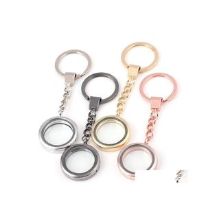 Sleutelringen Openbaar drijvende medaillekronde Lockets Hangers Keychain Diy Fashion Sieraden Will en Sandy Sier Gold 1862 T2 Drop Delivery DHWD7