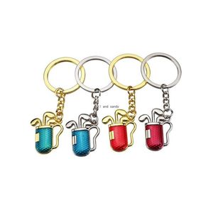 Key Rings Outdoor Sport Gold Golf Club Key Ring Red Metal Bag Keychain Hands For Women Men Cadeau Fashion sieraden Drop Delivery Dh34W