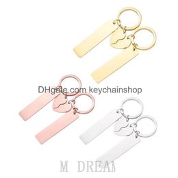 Porte-clés Personnalisé Couple Porte-clés En Acier Inoxydable Spliter Coeur Anneau Saint Valentin Cadeau Drop Delivery Bijoux Dh0Jm