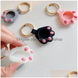 Key Rings Pet Cat Paw Airtags Air Tags Locator Tracker ERS Sile Protective Case Anti Lost Antiscatch Fall Device Cartoon Keychains DHU2Z