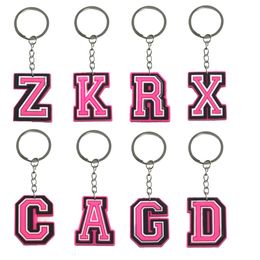 Key Rings Pink Letter Keychain voor Tags Goodie Bag Stuffer Kerstcadeaus Hangaccessoires Tassen Mini Cute Keyring Classroom Prijzen Otae3