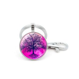 Key Rings Plant Tree of Life Glass Cabochon Key Ring Time Gem Quickd Keychain Hangende mode sieraden Drop levering DHCSV