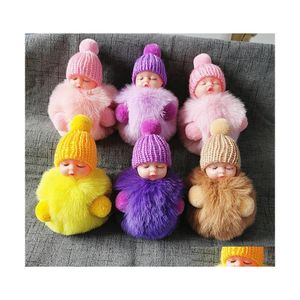 Porte-clés Pompon Slee Bébé Adorable Moelleux En Peluche Poupée Porte-clés Femmes Fille Sacs Porte-clés Voitures Porte-clés Décoration Drop Delivery Bijoux Dhdj6