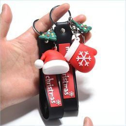 Key Rings PVC Christmas Tree Hat Keychain Cartoon Merry Globe Key Chain Holders Bag Hangt Fashion Jowery Gift Drop Delivery Sieraden DHPCA