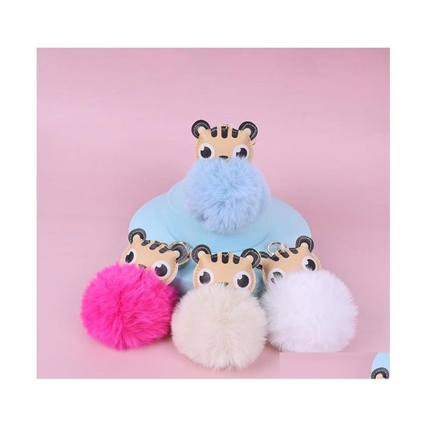 Porte-clés Boule De Fourrure De Lapin Adorable Tête De Chat Poupée Porte-clés Animal Pompon Porte-clés Pendentif Charme Bijoux P50Fa Livraison Directe Dhgve