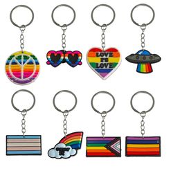 Key Rings Rainbow 24 Keychain Purse Handtas Charms voor vrouwen Car Beyring Chain Accessories Backpack en Gift Valentines Day Suitab Otco9