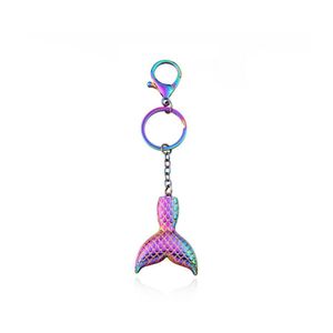 Key Rings Rainbow Mermaid Fishtail Keychains Metal Chain Ring Unisex Keyring Holder Accessoires Drop levering sieraden DHZSM
