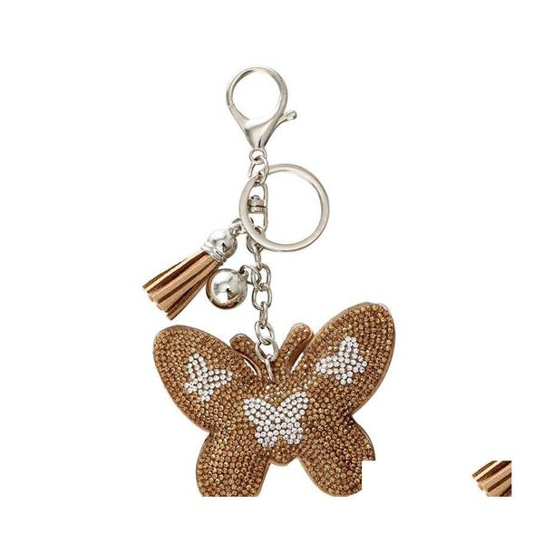 Porte-clés Strass Papillon Veet Charme Pendentif Frange De Voiture Gland Sac Porte-clés Romantique Éblouissant 80X65Mm Drop Delivery Bijoux Otrnf