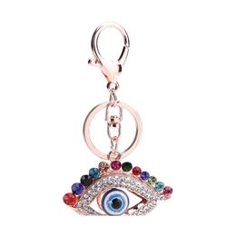 Belangrijkste ringen Rhinestone Evil Eye Keyring Turkse blauwe ogen Charm Bag hanger Key Ring Holder Fashion Personality Metal Ally Chains For Dhfow