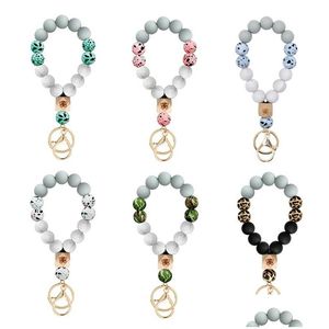 Belangrijkste ringen Ring Sile Bead Bracelet Party Favor butterfly houten kralen camouflage polsband pols sleutelhanger hanger voorkomen ontbreken 290 ot8fm