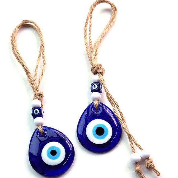 Llaveros Redondo Ojo Azul Hamsa Mano Llavero Llavero Para Hombres Mujeres Gota de Agua Único Vintage Vidrio Fátima Mano Mal de Ojo Bolsa Joyería de Coche G230210