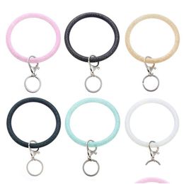 Sleutelringen rond armband Bangle Sile Ring Glitter Polsband Keychain Handketen Sieraden Cars Holder Holder Bag Charms 627 K2 Drop de Otftl