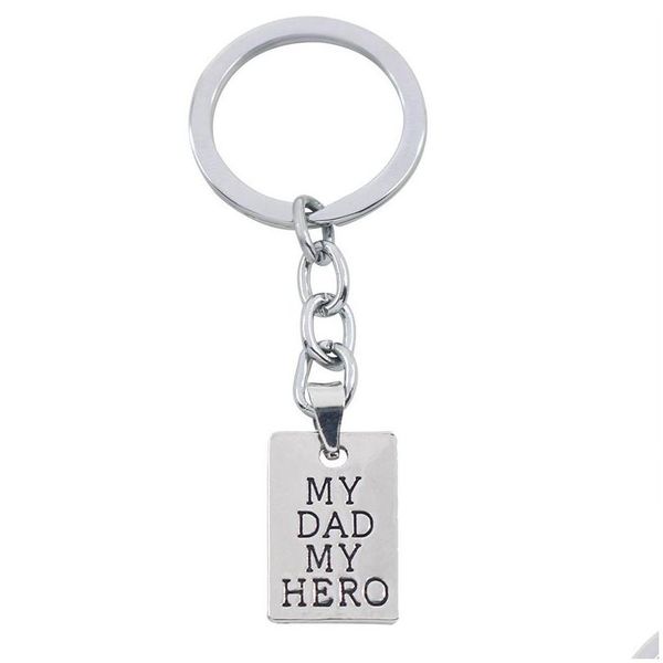 Porte-clés plaqué argent créatif sculpté mon père héros lettres pendentif porte-clés voiture porte-clés fête des pères cadeau livraison directe bijoux Dhatg