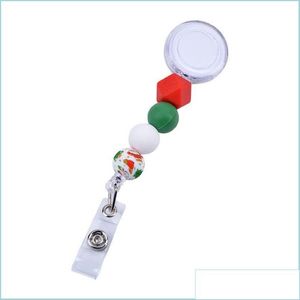 Porte-clés Sile Perle Rétractable Badge Reel Bpa Colorf Dentition Chaînes Id Holder Ceinture Clip Bijoux Cadeau Drop Ot3Sh