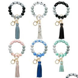 Sleutelhangers Sile Liefde Kralen Kwastje Bedelarmband Wrap Polsbandje Sleutelhanger Hangt Mode-sieraden Zal En Sandy Drop Levering Dhge4