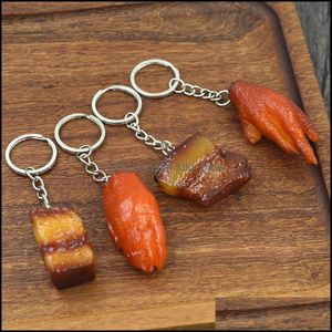 Porte-clés Simation Food Porte-clés PVC Faux Trotteur de porc braisé Pendentif de poulet rôti Artificiel Aliments créatifs Porte-clés 1288 B3 Dro Dhk2B