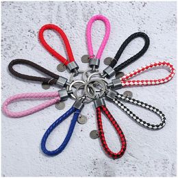 Sleutelhangers Eenvoudige Oude Sier Ring Coin Charm Hand Weave Pu Lederen Sleutelhanger Tas Hang Fashiono Sieraden Voor Vrouwen Mannen Will En Sandy Dhzl6