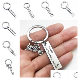 Llaveros Acero inoxidable Drive Safe Llavero Tag Love I Need You Keyring Bag Hangs Driving Mujeres Hombres Joyería de moda Will And Sand Dhcre