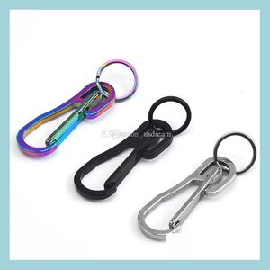 Porte-clés en acier inoxydable porte-clés Quickd haute qualité arc-en-ciel porte-clés porte-clés mousqueton femmes hommes en plein air Drop Deliv Dhcvb