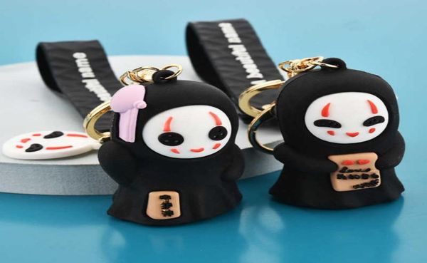 Llaveros Studio Ghibli No Face Man Figuras de acción Llavero de juguete Miyazaki Hayao Spirited Away Sin rostro Muñeca masculina Bolsa Adornos Navidad2589566