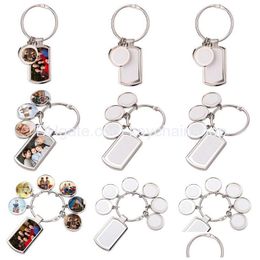 Porte-clés Sublimation Porte-clés Blanc Pendentif En Alliage De Zinc Bricolage Cadeau Créatif En Métal Porte-clés Européens Et Américains Accessoires En Gros Dh1R3