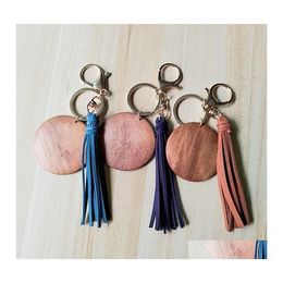 Sleutelringen kwalen krans circar houten sleutelhanging 5 cm hanger decoratieve ketens vrouwen sieraden cadeau delicate vaste kleur 3 3TW Q2 drop levering dhvdn