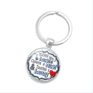 Key Rings Teacher Glass Cabochon Key Rings Teathers Day Keychain Holder Handtas Hangt voor vrouwen Kinderen Fashion Jewellery Drop Lever Dhan9