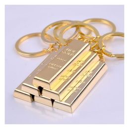 Porte-clés La chaîne en forme de brique d'or Pure 9999 Anneau de pureté Simation Of Creative Small Gift Drop Delivery Jewelry Dhmlm