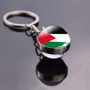 Porte-clés L'État de Palestine Drapeau Porte-clés Souvenir Verre Dôme Drapeau Palestinien Porte-clés Bijou Bijoux G230210