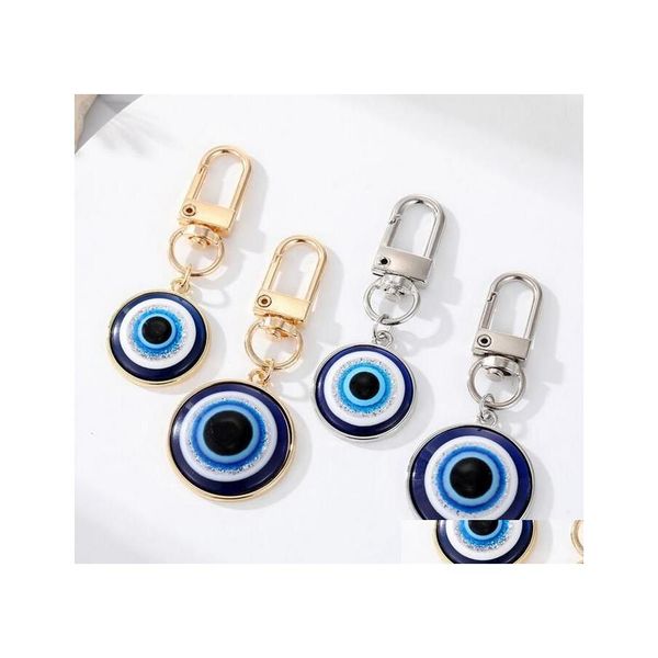 Porte-clés turc bleu oeil pendentif porte-clés anneau pour hommes femmes couple freind cadeau mal sac accessoires de voiture livraison directe bijoux Dhtjz