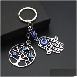 Porte-clés turc porte-bonheur arbre bleu, chaîne à breloques Vintage pour hommes et femmes, pendentif de voiture, livraison directe, bijoux