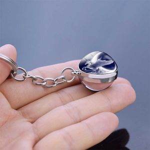 Key Rings Unicorn Key Ring Unicorn Glass Ball Key Chain Ring Fashion ornament sleutelhanger schattige mode charme sleutelhanger voor vrouwen en mannen R230301