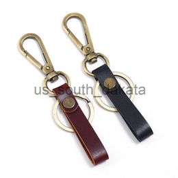 Porte-clés Mise à jour Rétro Bronze Cuir Porte-clés Porte-clés de voiture d'affaires pour femmes hommes x0914