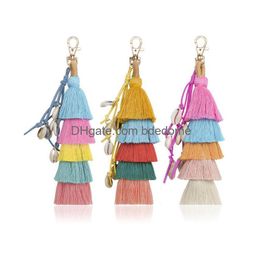 Porte-clés Tissage Bohême Mtilayer Colorf Tassel Shell Anneau Sac À Main Suspendu Mur Accrocher Décor À La Maison Bijoux De Mode Will And Sandy Dr Dhuar