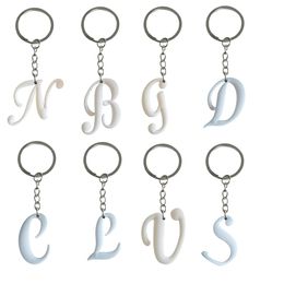 Anneaux clés Blanc de grandes lettres porte-clés porte-clés de trousses de porte Favors Ring Chain Ring Gift for Fans Kids Keyring Scolarbag approprié PENDA OT6VB