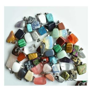 Llaveros enteros 50 unids/lote Ing de moda surtido de piedra Natural mezclada Irregar forma colgantes dijes joyería entrega directa Dhgme