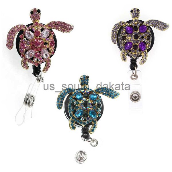 Porte-clés En Gros Porte-clés Haute Qualité Strass Infirmière Belle Tortue Animal Carte Rétractable Badge Bobine ID Titulaire Pour La Décoration x0914