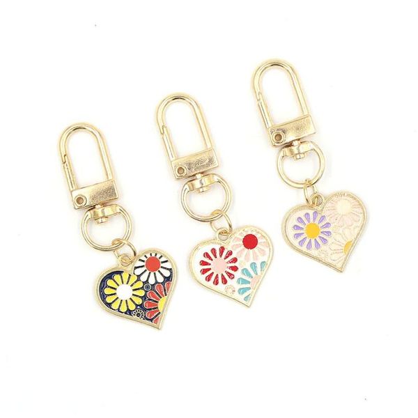 Porte-clés en gros Sun Flower Heart Pendentif Porte-clés Mode Zipper Pl Charm Planner Charms Accessoires Hangbag Pendentifs suspendus Keyr Dh4L1