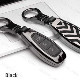 Key Rings Zink Alloy Car Key Cover Case voor Ford Fiesta Focus 3 4 Mondeo EcoSport Kuga Focus ST Auto Smart Smart Remote Key Case FOB Keychain J230413