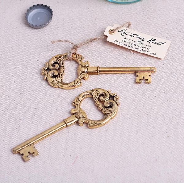 Key to My Heart Vintage Key Abrebotellas Oro Favores y regalos de boda Invitados a la fiesta Presenta SN4477