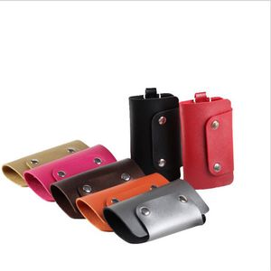 Porte-clés Porte-clés en cuir portables Porte-clés de voiture Porte-clés Porte-clés Housse de portefeuille unisexe Sacs de rangement de couleur unie simples